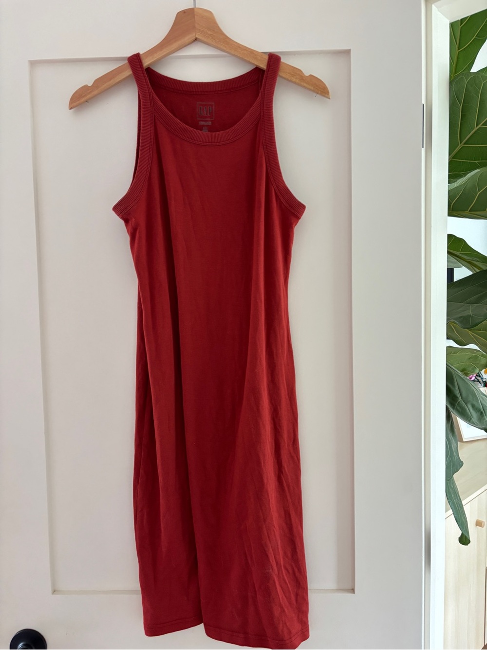 GAP Supima Cotton Midi Tank Dress, Rust / Muted Red, Small